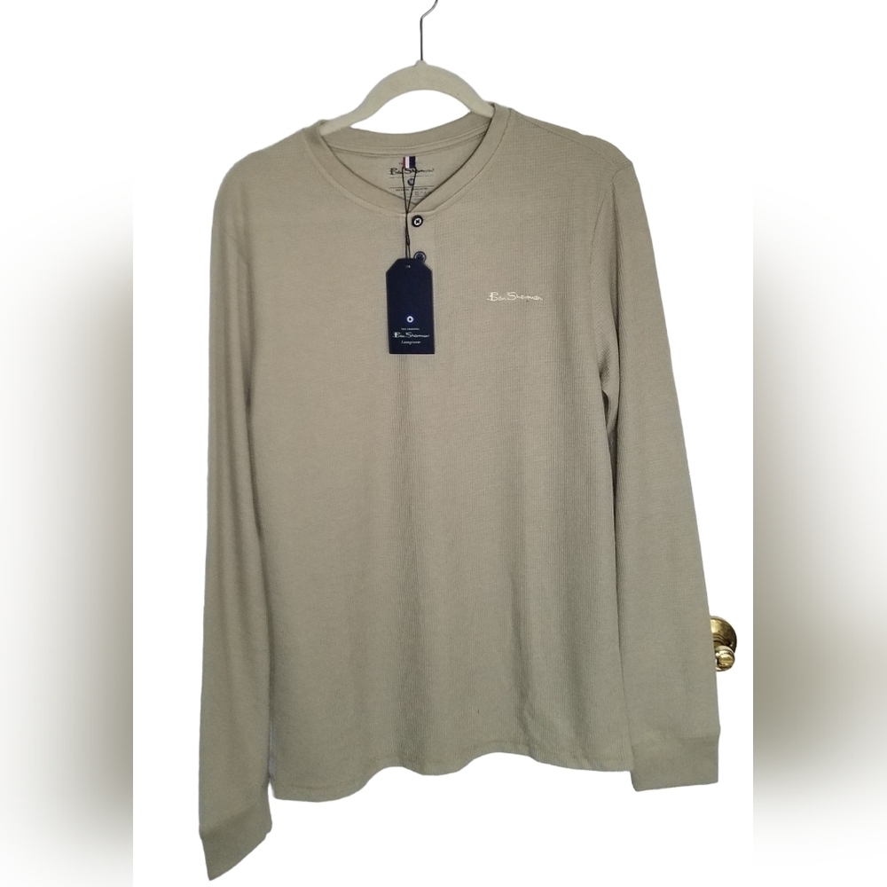 NWT Ben Sherman Loungewear Henley Light Khaki Olive Size Medium
